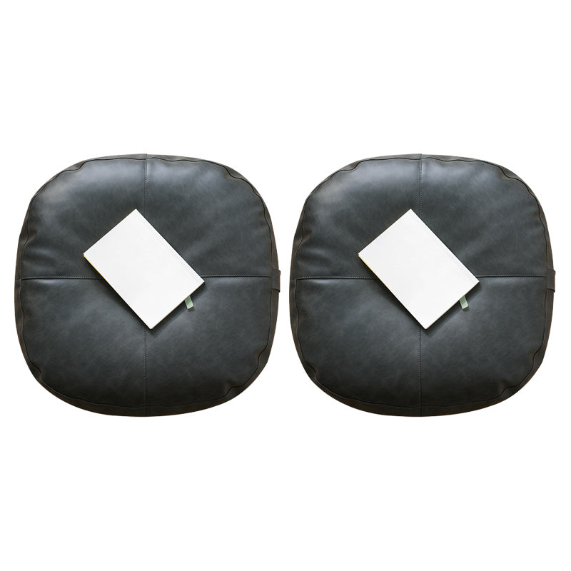Modern Pouf Ottoman Faux Leather Upholstered Solid Color Square Ottoman