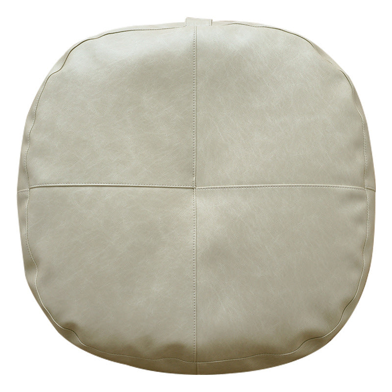 Modern Pouf Ottoman Faux Leather Upholstered Solid Color Square Ottoman
