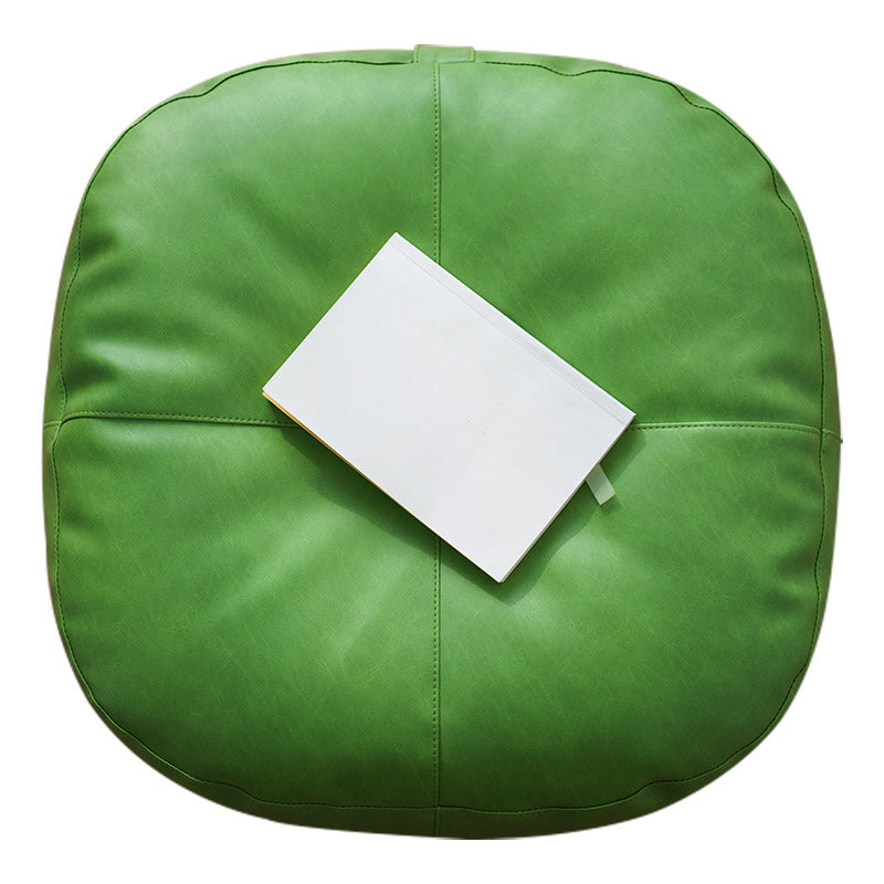 Modern Pouf Ottoman Faux Leather Upholstered Solid Color Square Ottoman