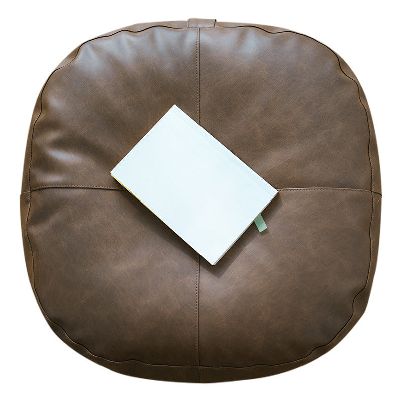 Modern Pouf Ottoman Faux Leather Upholstered Solid Color Square Ottoman