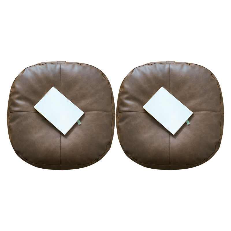 Modern Pouf Ottoman Faux Leather Upholstered Solid Color Square Ottoman