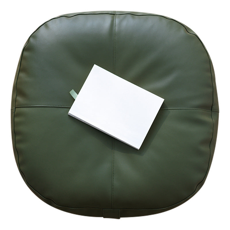 Modern Pouf Ottoman Faux Leather Upholstered Solid Color Square Ottoman