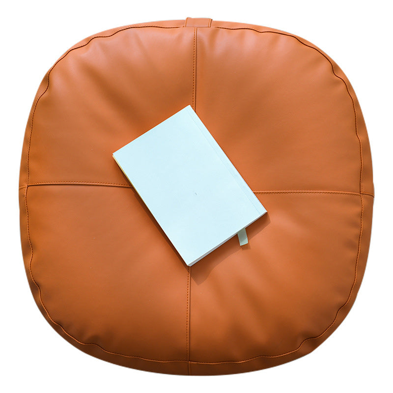 Modern Pouf Ottoman Faux Leather Upholstered Solid Color Square Ottoman
