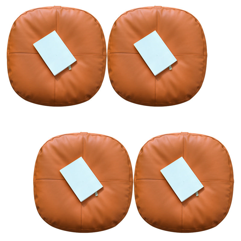 Modern Pouf Ottoman Faux Leather Upholstered Solid Color Square Ottoman