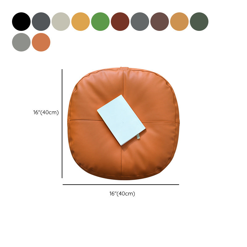 Modern Pouf Ottoman Faux Leather Upholstered Solid Color Square Ottoman
