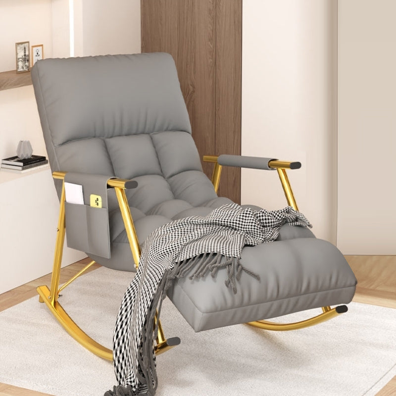 Modern Style Cushions Rocker Chair Spindle Rocker Chair with Metal Frame