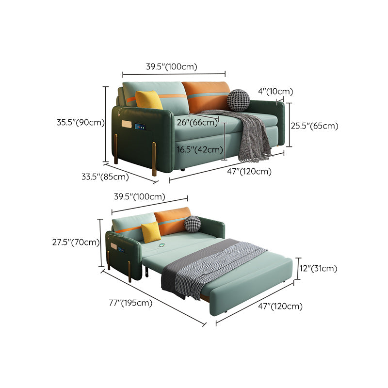 Pillow Included Sofa Futon Cushion Back Square Arms Futon Sleeper Sofa