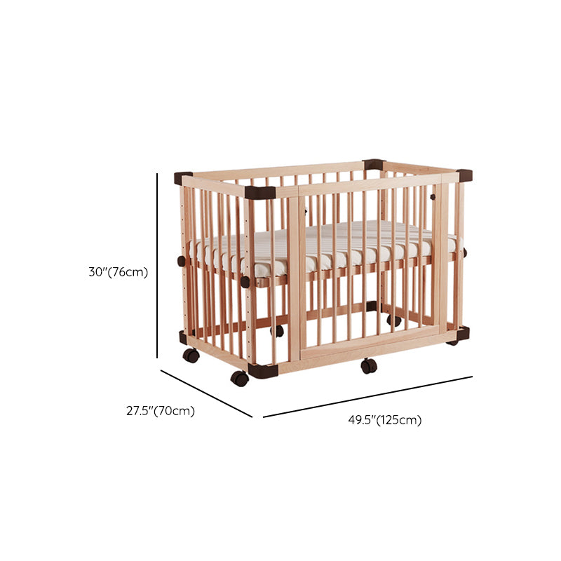 Convertible Baby Crib Solid Wood Nursery Bed with Adjustable Height