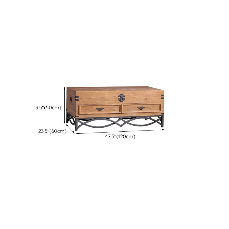 Brown Accent Cabinet Wood and Metal Chest with Storage Drawers