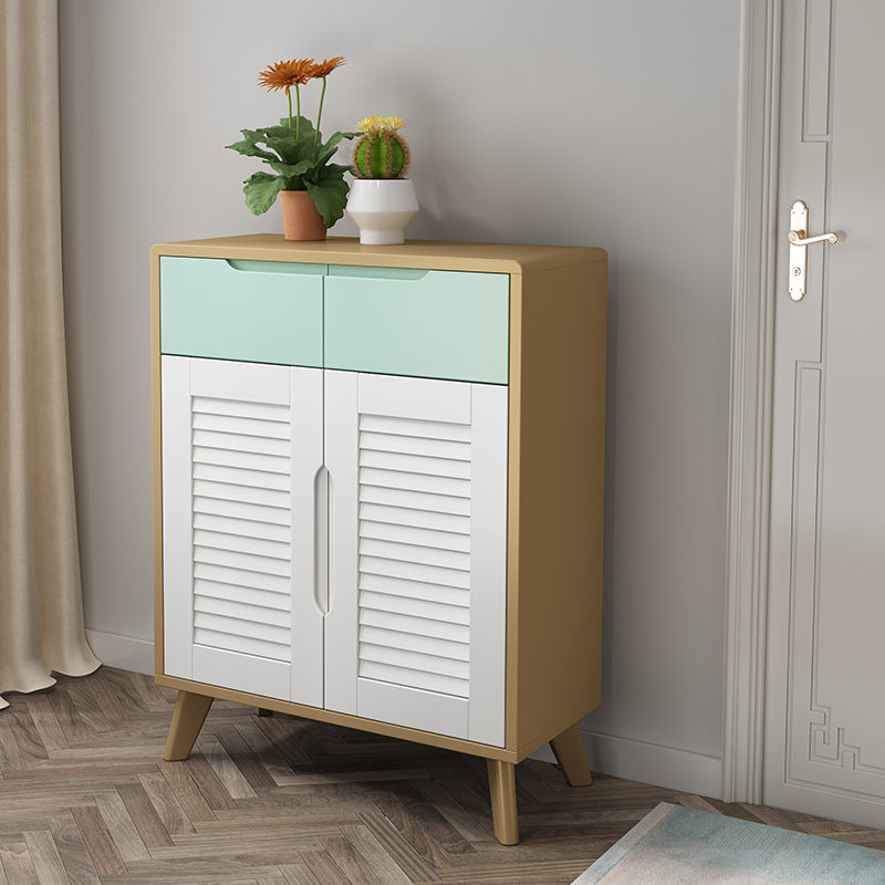 39.37" Tall Gold/Gray Accent Cabinet Rubberwood Cabinet with Drawers