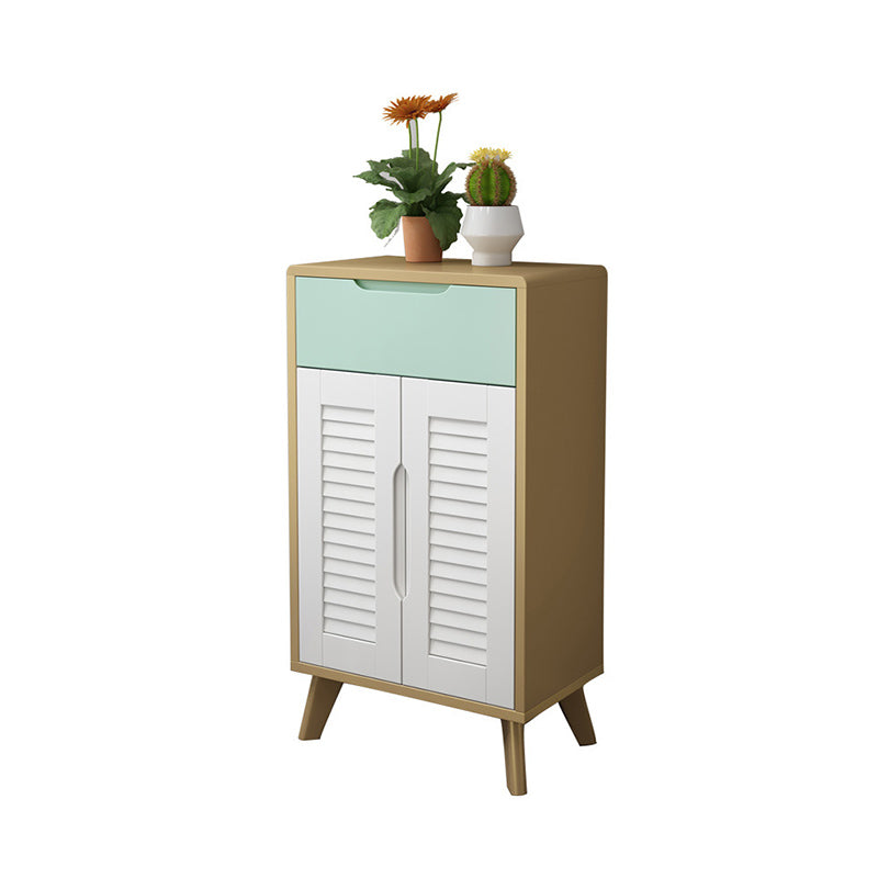 39.37" Tall Gold/Gray Accent Cabinet Rubberwood Cabinet with Drawers