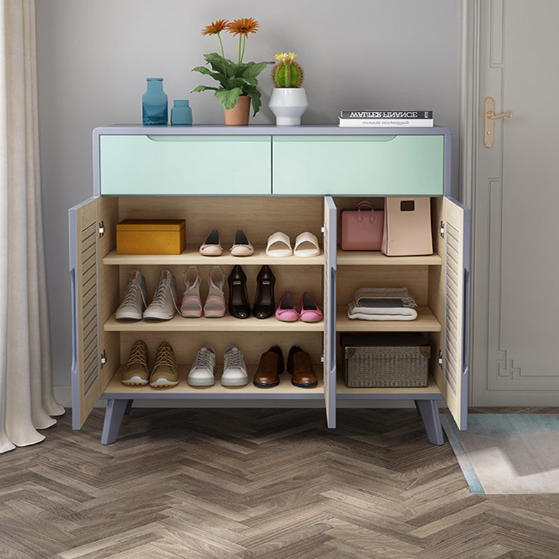 39.37" Tall Gold/Gray Accent Cabinet Rubberwood Cabinet with Drawers