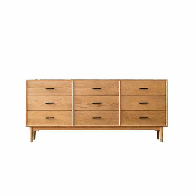 Modern Chest Rectangle 9 - Drawer Bar Pulls Solid Wood Straight Legs Accent Chest