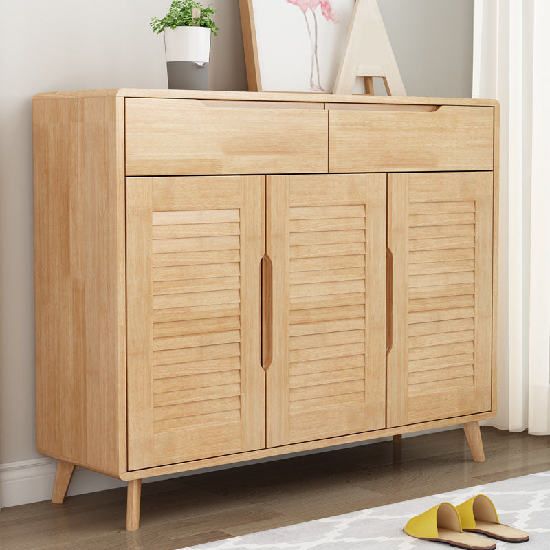 Brown/Natural Door Cabinet 39.37"H Modern Accent Cabinet with Drawers