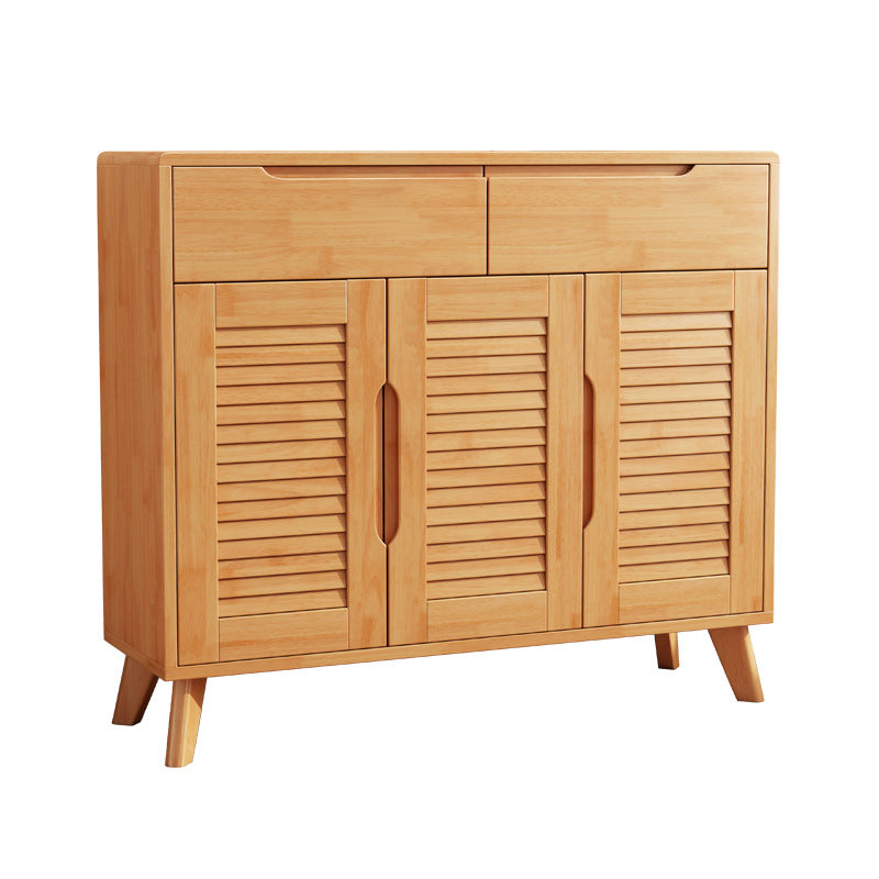 Door and Drawer Accent Cabinet Wood Cabinet in Brown/Natural