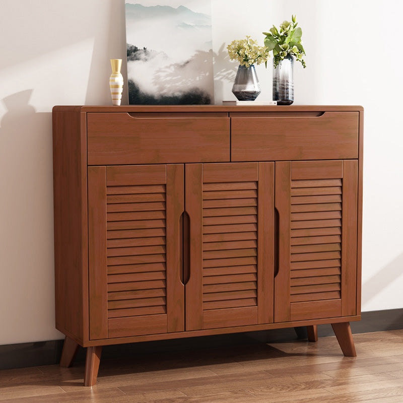 Door and Drawer Accent Cabinet Wood Cabinet in Brown/Natural
