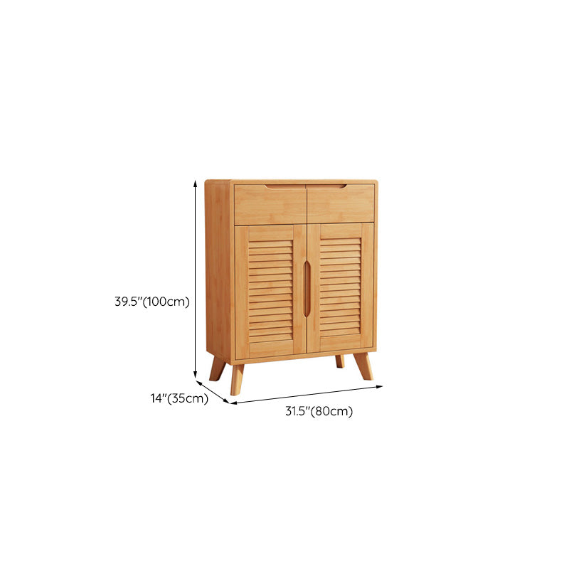 Door and Drawer Accent Cabinet Wood Cabinet in Brown/Natural