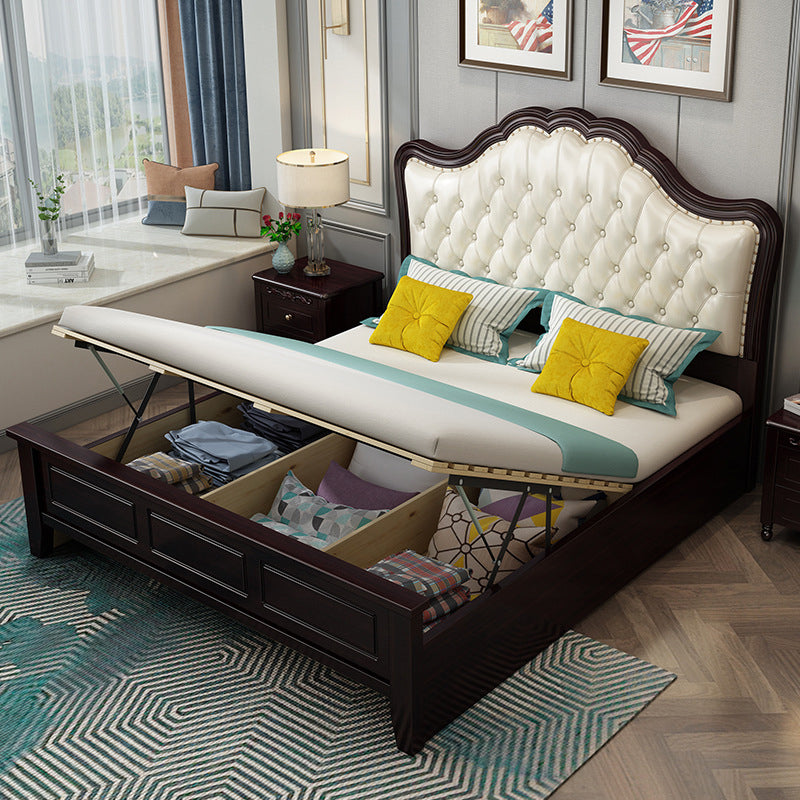 Victorian Standard Bed with Nailhead Trim and Button-tufted Headboard