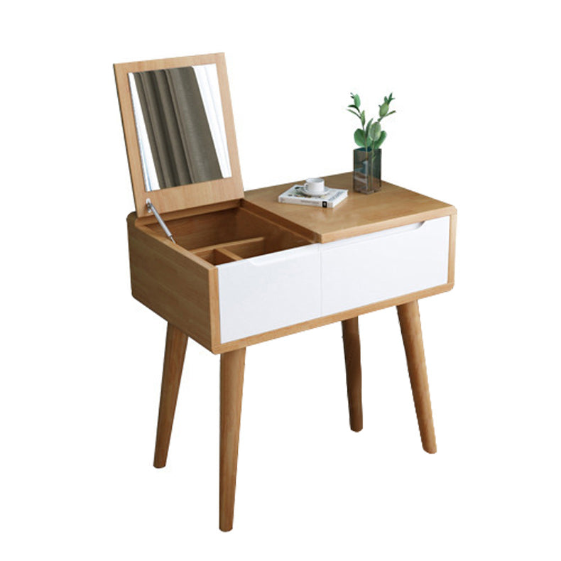 Mirror Solid Wood Make-up Vanity Bedroom Flip-Top Dressing Table