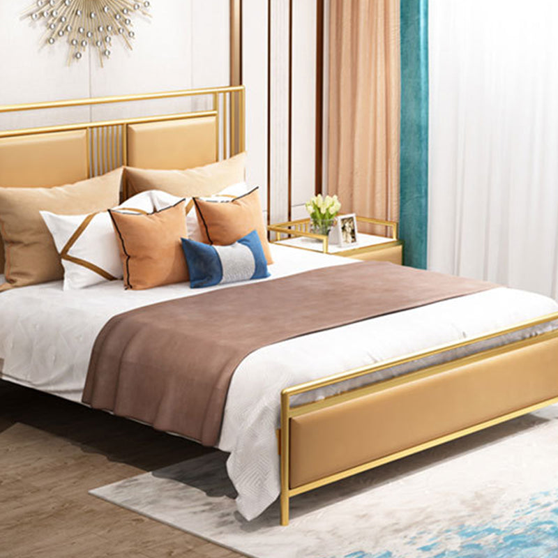 Glam Bed with Rectangle Open-Frame Headboard and Footboard in Iron