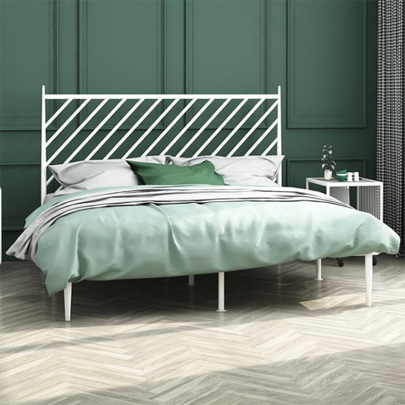 Glam Iron Base Bed with Rectangle Headboard and Metal Legs Open-Frame Bed