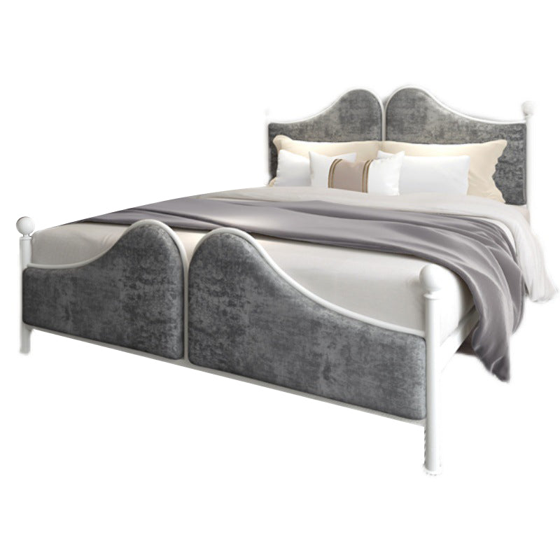 Glam Standard Bed with Upholstered Headboard in Iron Frame Bed