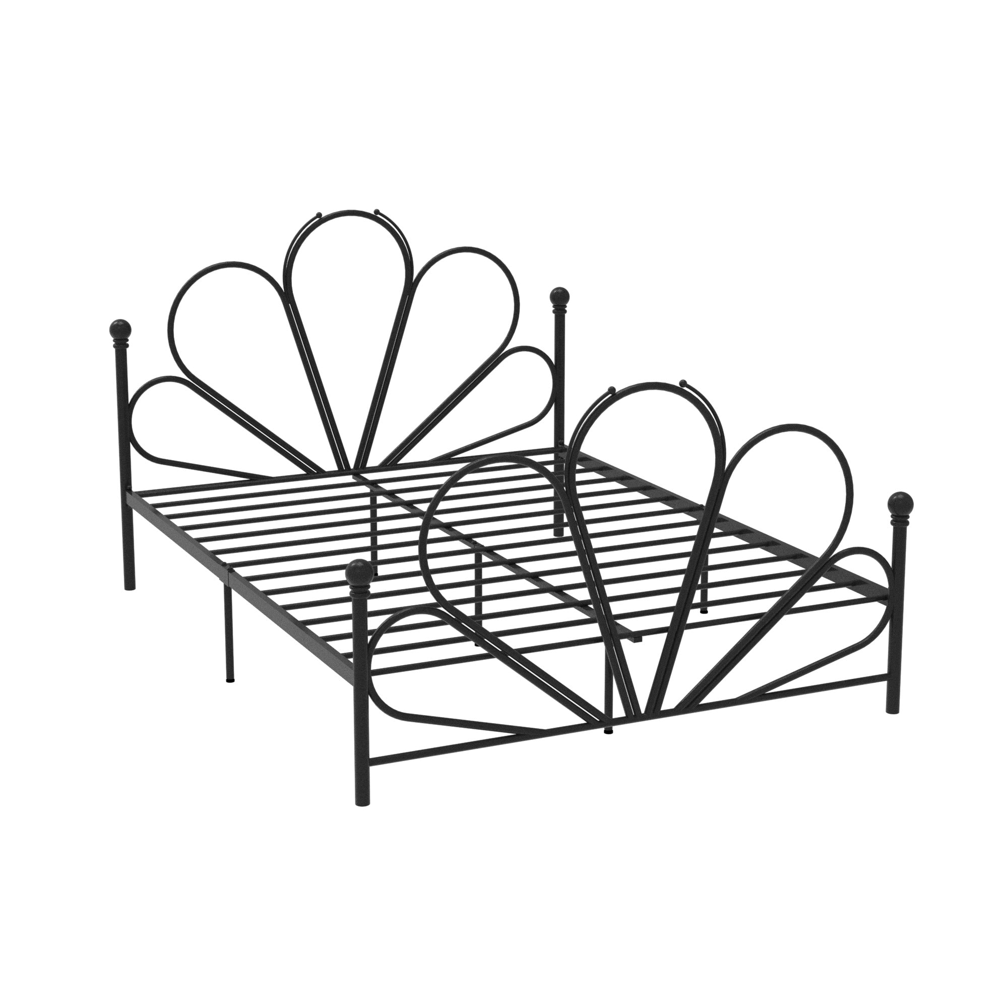 Metal High Open-Frame Bed Contemporary Wire-Grid Simple Bed Frame