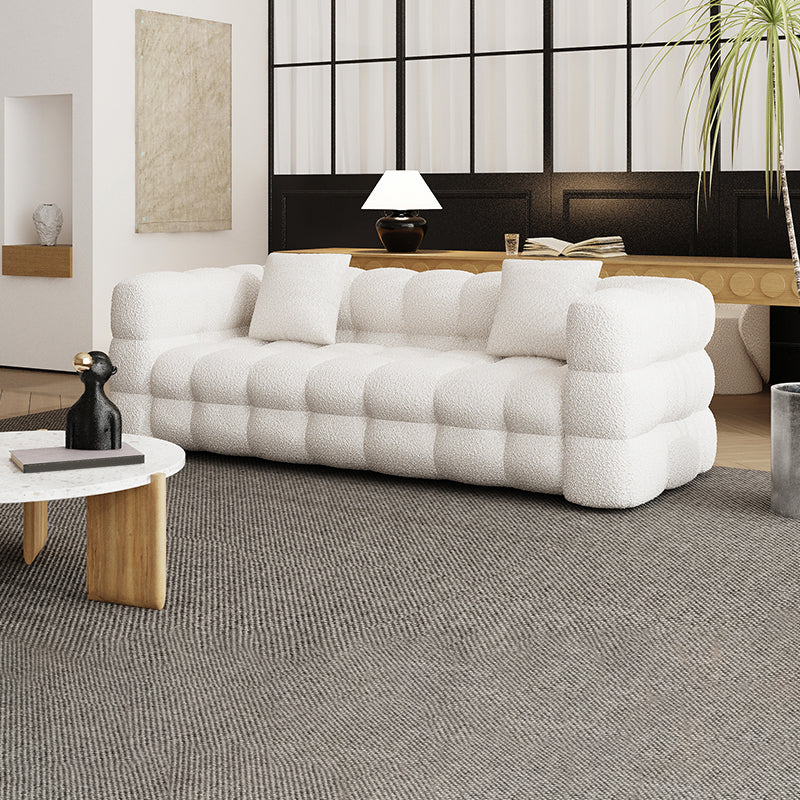 Tuxedo Arm Sofa Sewn Pillow Back Modern Seating in White for Apartment