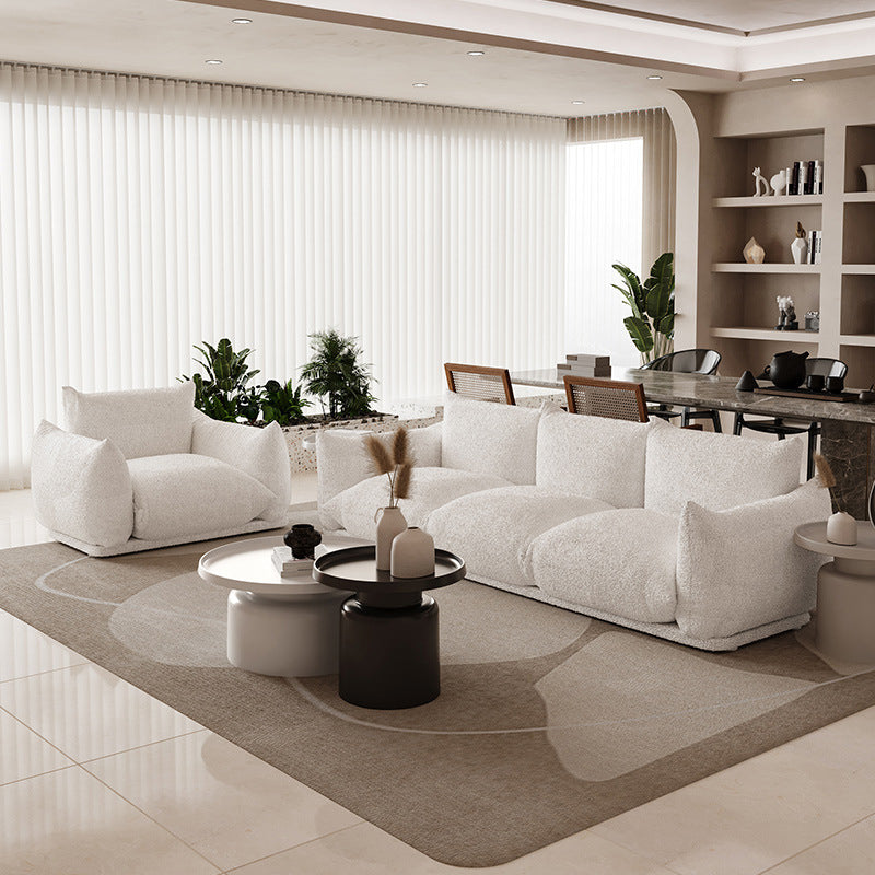 White Pillow Top Arm Sofa Stain Resistant Sewn Pillow Back Sofa