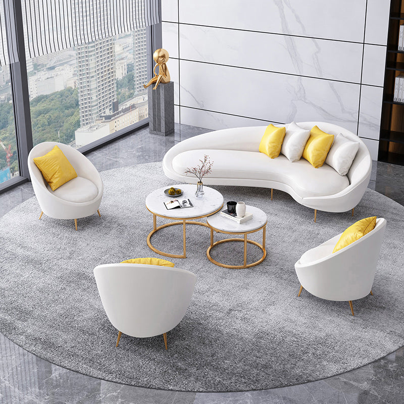 Faux Leather Seating Tight Back Tuxedo Arm Sofa Contemporary in Ivory