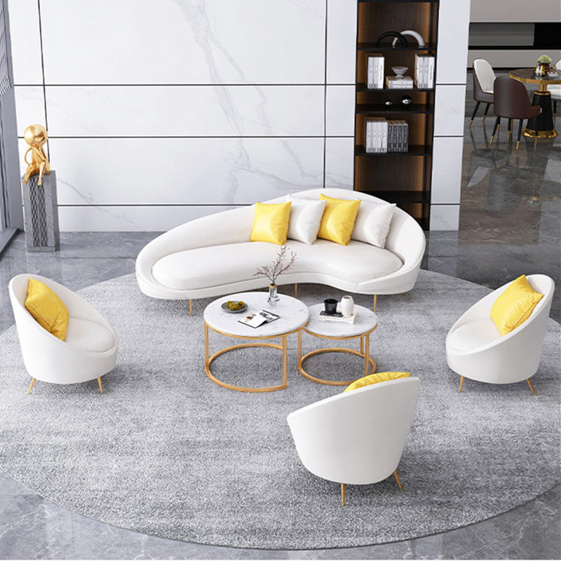 Faux Leather Seating Tight Back Tuxedo Arm Sofa Contemporary in Ivory
