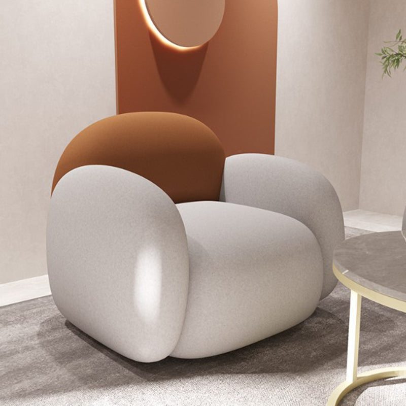 Curved Cushions Sofa Contemporary Faux Leather Seating in White and Orange