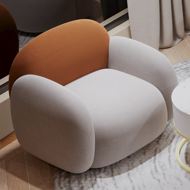 Curved Cushions Sofa Contemporary Faux Leather Seating in White and Orange