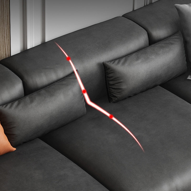 Contemporary Black Leather Sofa Tight Back Settee for Bonus Room