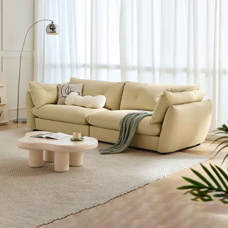 Flared Arm Sofa Standard Cushions Seating in Gold and Light-green