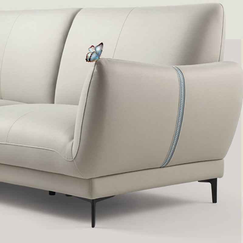 Light-grey and Blue-Gray Seating Cushions Standard Faux Leather Sofa