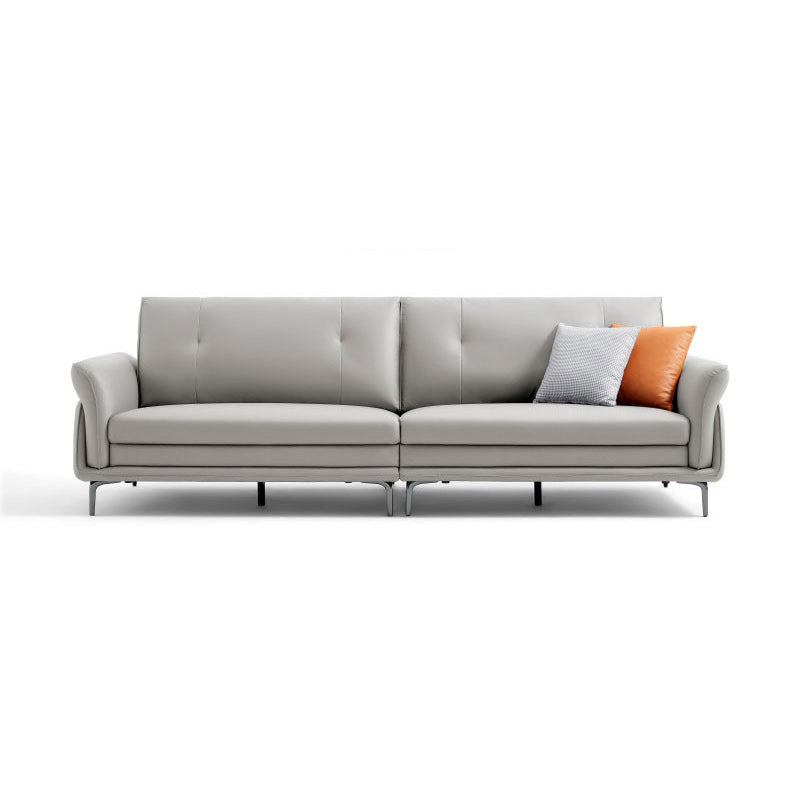 Faux Leather Standard Sofa Flared Arm Loveseat in Gray and Blue