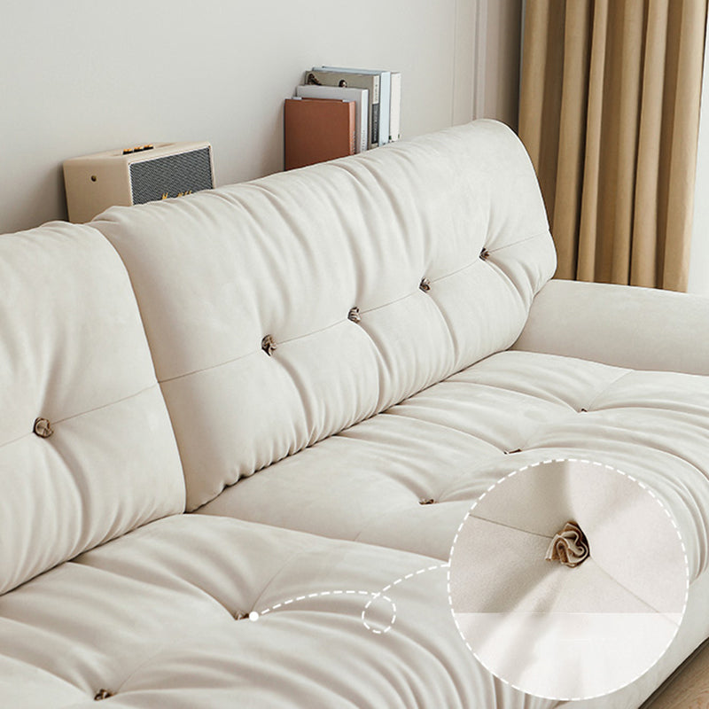 Contemporary Faux Leather Seating Biscuit Back Sofa for Apartment