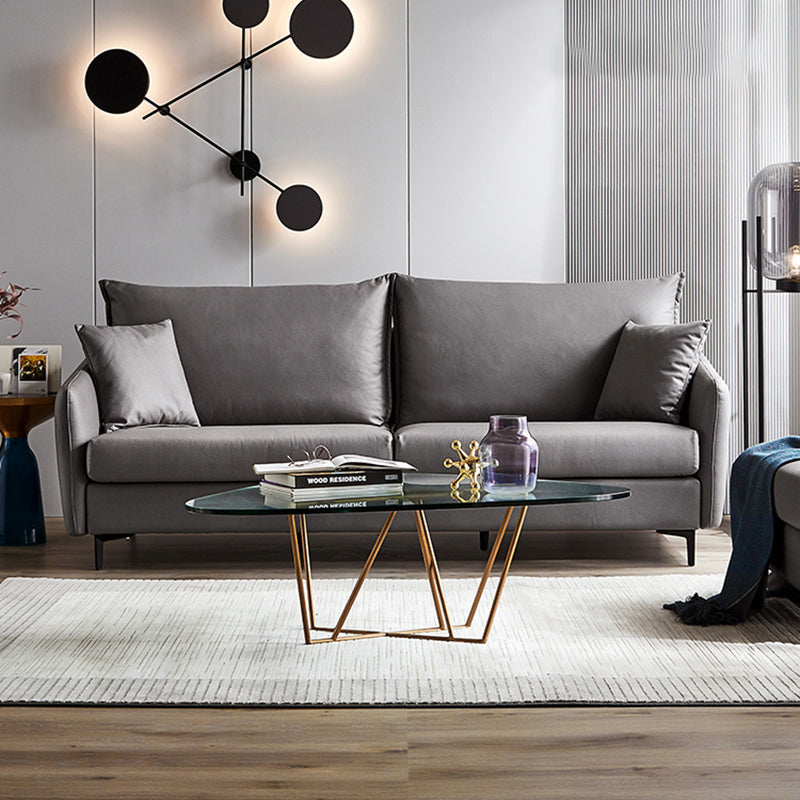 34.3" Wide Contemporary Style Sofa Faux Leather Seating with Pillows