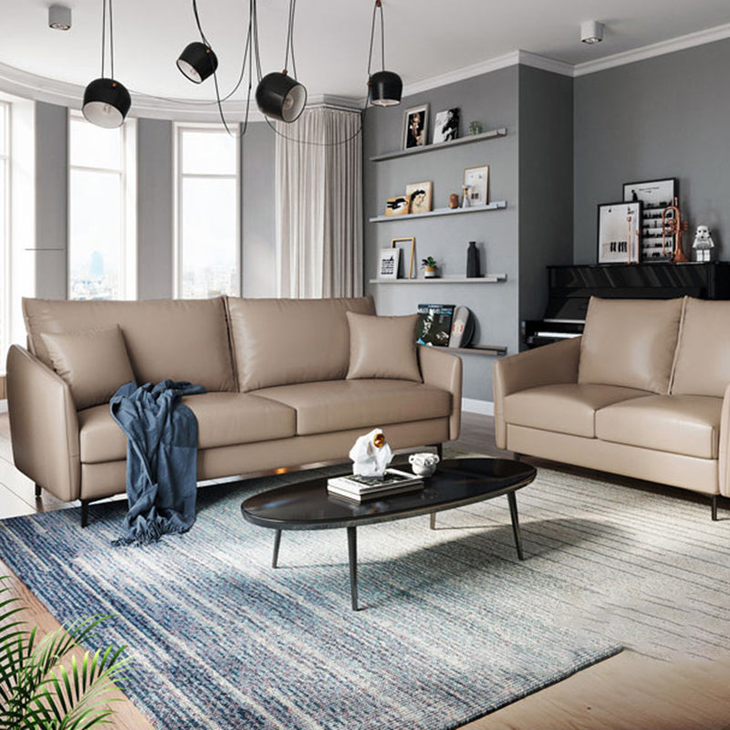 34.3" Wide Contemporary Style Sofa Faux Leather Seating with Pillows