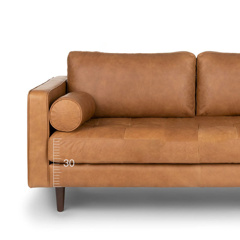 Contemporary Stain Resistant Leather Sofa Square Arm Loveseat for Living Room