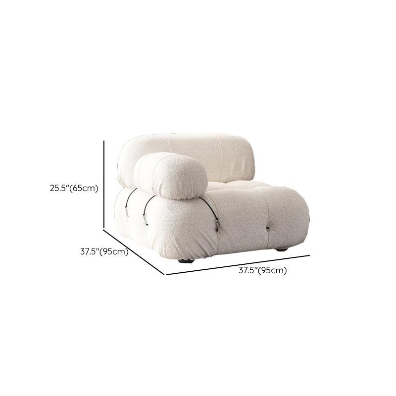 Contemporary Stationary Velvet Sofa Sewn Pillow Back White Settee