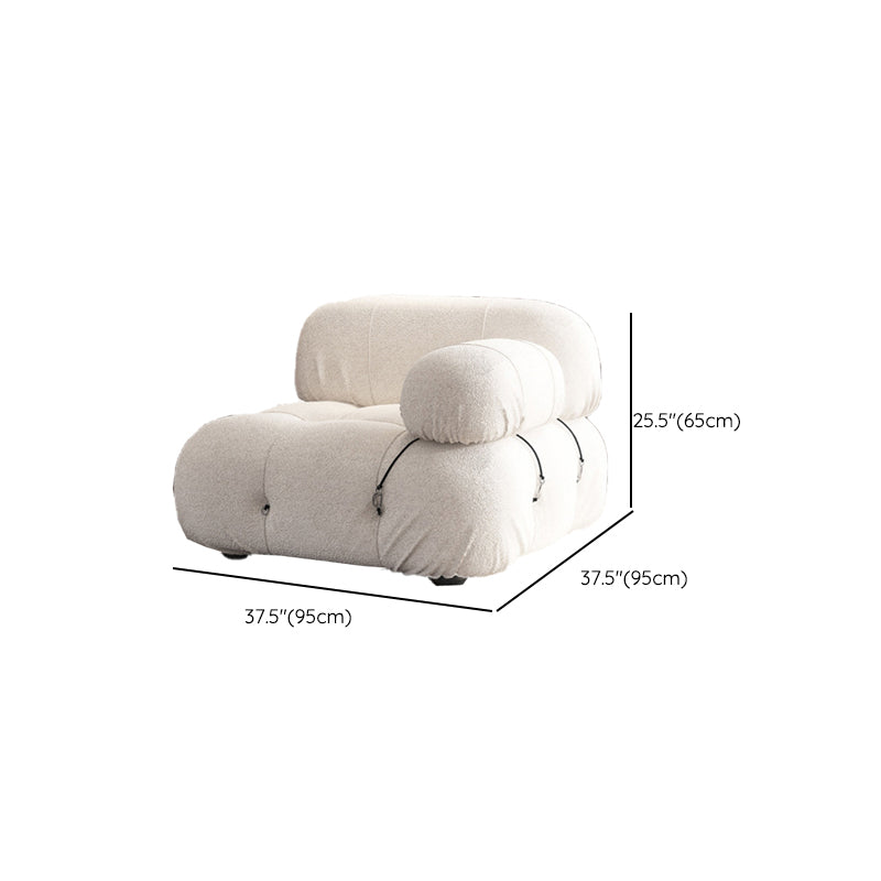 Contemporary Stationary Velvet Sofa Sewn Pillow Back White Settee