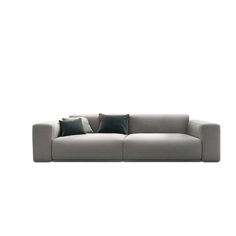 Contemporary Slipcovered Cushions Settee Cotton Pillow Top Arm Sofa