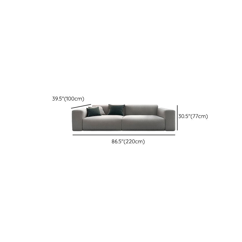 Contemporary Slipcovered Cushions Settee Cotton Pillow Top Arm Sofa