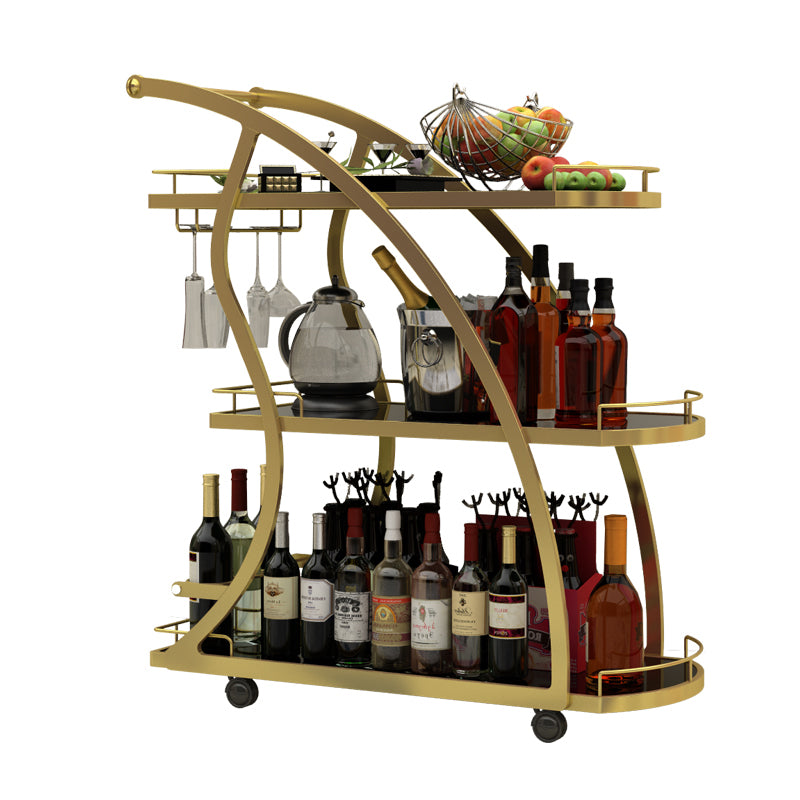 Modern Style Metal Prep Table 31.5"H Rolling Glass Prep Table for Home Use