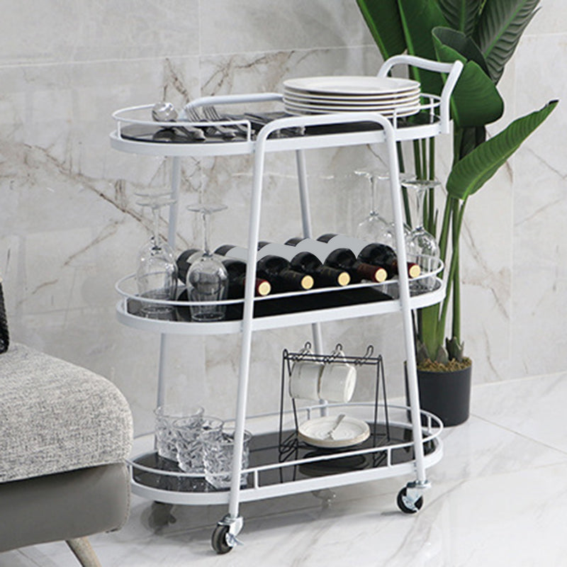 26.77"W Rolling Contemporary Prep Table Metal Prep Table for Home Use