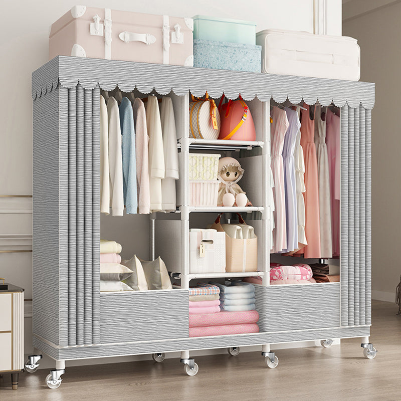 Modern Wardrobe Closet with Shelves Steel Wardrobe Cabinet with Legs