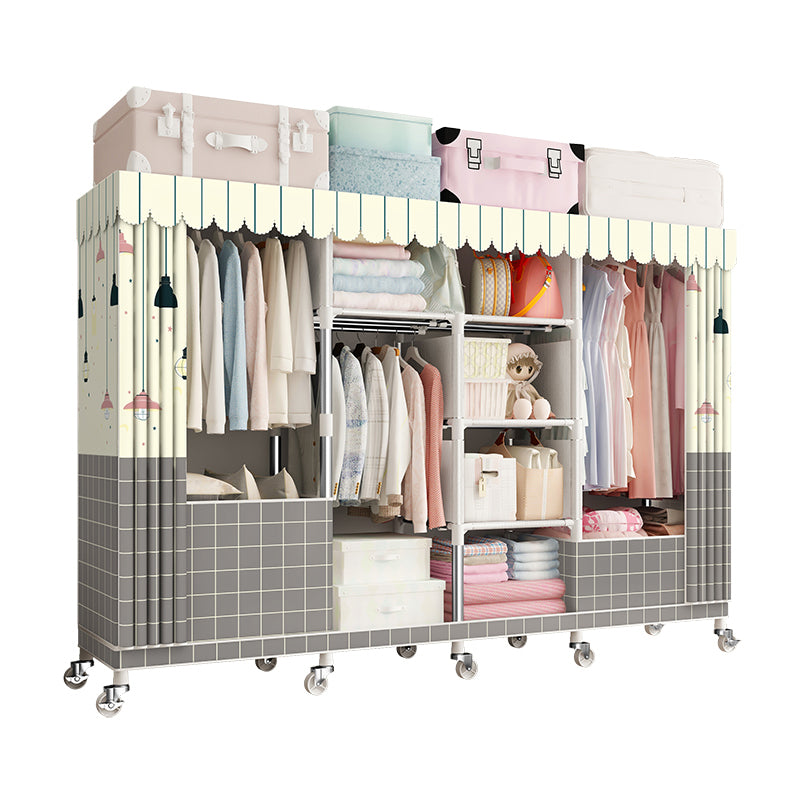 Modern Wardrobe Closet with Shelves Steel Wardrobe Cabinet with Legs