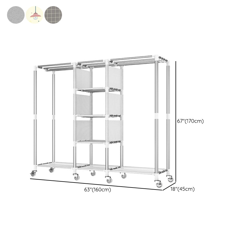 Modern Wardrobe Closet with Shelves Steel Wardrobe Cabinet with Legs